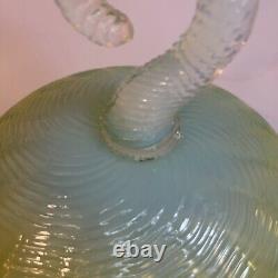 Vintage Italy Opalina Fiorentina Glass Footed Fruit Bowl Vase Handblown in Italy