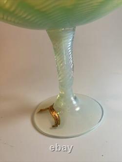 Vintage Italy Opalina Fiorentina Glass Footed Fruit Bowl Vase Handblown in Italy