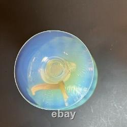 Vintage Italy Opalina Fiorentina Glass Footed Fruit Bowl Vase Handblown in Italy