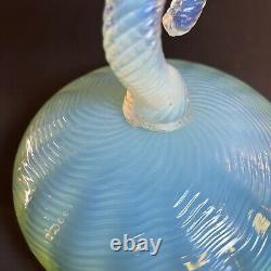 Vintage Italy Opalina Fiorentina Glass Footed Fruit Bowl Vase Handblown in Italy