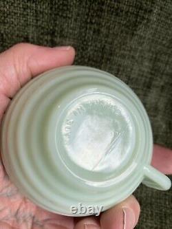 Vintage Jadeite art Deco France Tea Cup & Saucer X 4 Opaline Glass B425
