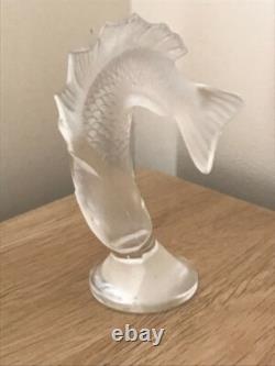 Vintage Lalique Goujon Leaping Fish Opalescent Paperweight