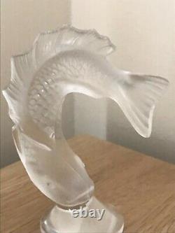 Vintage Lalique Goujon Leaping Fish Opalescent Paperweight