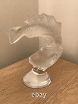 Vintage Lalique Goujon Leaping Fish Opalescent Paperweight
