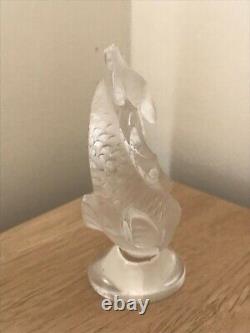 Vintage Lalique Goujon Leaping Fish Opalescent Paperweight