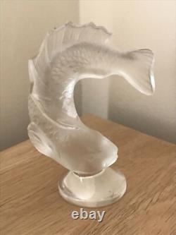 Vintage Lalique Goujon Leaping Fish Opalescent Paperweight