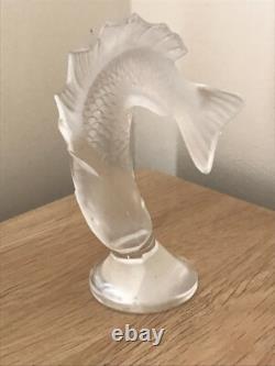 Vintage Lalique Goujon Leaping Fish Opalescent Paperweight