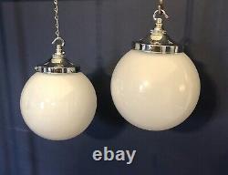 Vintage Large 20cm Opaline Glass Globe Lights with galleries and hooks