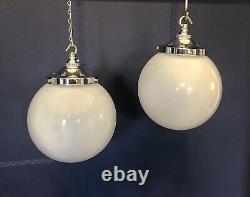 Vintage Large 20cm Opaline Glass Globe Lights with galleries and hooks