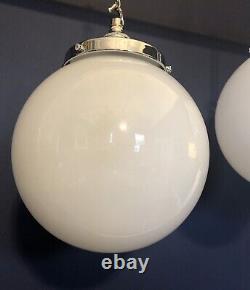 Vintage Large 20cm Opaline Glass Globe Lights with galleries and hooks