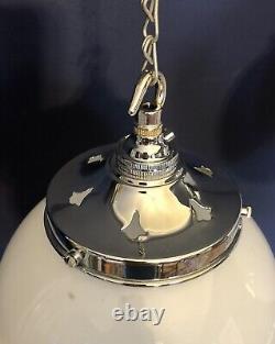 Vintage Large 20cm Opaline Glass Globe Lights with galleries and hooks