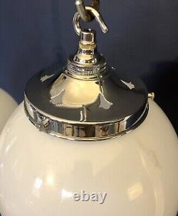 Vintage Large 20cm Opaline Glass Globe Lights with galleries and hooks