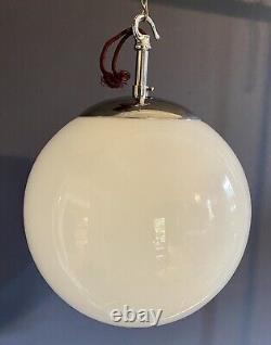 Vintage Large 24cm Opaline Glass Globe Light with Monks Cap Galleries & hooks