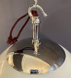 Vintage Large 24cm Opaline Glass Globe Light with Monks Cap Galleries & hooks