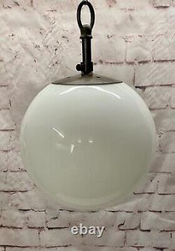 Vintage Large 24cm Opaline Glass Globe Lights with Monks Cap Galleries & hooks