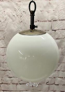 Vintage Large 24cm Opaline Glass Globe Lights with Monks Cap Galleries & hooks