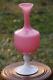 Vintage Large Italian Pink Opaline Vase Empoli Or Murano 35cm 13.78in White Base