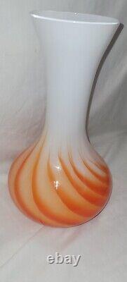 Vintage MCM 1960's Pop Art Opaline Florence Italy Empoli Orange Swirl Encased