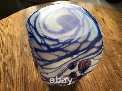 Vintage MCM Striped Art Glass Vase Opalescent glass