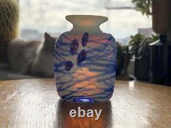 Vintage MCM Striped Art Glass Vase Opalescent glass