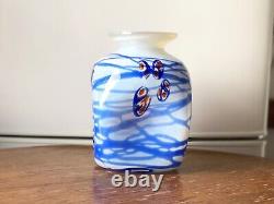 Vintage MCM Striped Art Glass Vase Opalescent glass