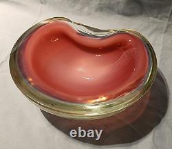 Vintage MURANO MID CENTURY Opalescent Pink Art Glass Sculpture Ashtray