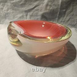 Vintage MURANO MID CENTURY Opalescent Pink Art Glass Sculpture Ashtray