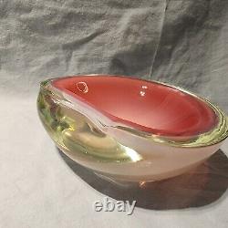 Vintage MURANO MID CENTURY Opalescent Pink Art Glass Sculpture Ashtray