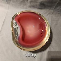 Vintage MURANO MID CENTURY Opalescent Pink Art Glass Sculpture Ashtray