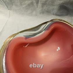 Vintage MURANO MID CENTURY Opalescent Pink Art Glass Sculpture Ashtray