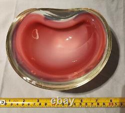 Vintage MURANO MID CENTURY Opalescent Pink Art Glass Sculpture Ashtray