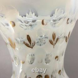 Vintage Matching Pair Fenton French Opalescent Coin Dot Lamps 22.25 Tall