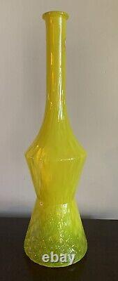 Vintage Mid Century Modern Italian Empoli Bottle Vase Yellow opaline Glass MCM