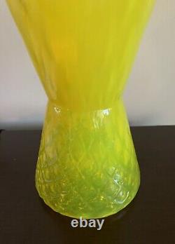 Vintage Mid Century Modern Italian Empoli Bottle Vase Yellow opaline Glass MCM