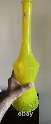 Vintage Mid Century Modern Italian Empoli Bottle Vase Yellow opaline Glass MCM