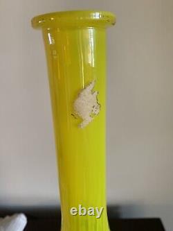 Vintage Mid Century Modern Italian Empoli Bottle Vase Yellow opaline Glass MCM