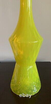 Vintage Mid Century Modern Italian Empoli Bottle Vase Yellow opaline Glass MCM