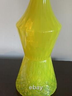 Vintage Mid Century Modern Italian Empoli Bottle Vase Yellow opaline Glass MCM