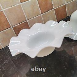 Vintage Milk Glass Coolie French Light Lamp Shades Opaline Ruffled