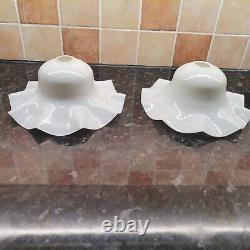 Vintage Milk Glass Coolie Lampshade French Light Lamp Shades Opaline Ruffled