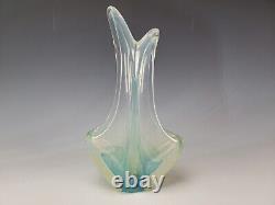 Vintage Modern Charles Wright Opalescent Veiled Art Glass Vase Signed Dated