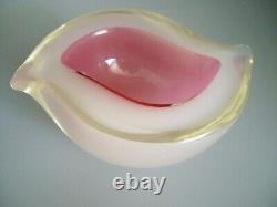 Vintage Murano Archimede Seguso triple cased opaline sommerso glass geode bowl