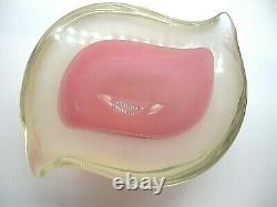 Vintage Murano Archimede Seguso triple cased opaline sommerso glass geode bowl