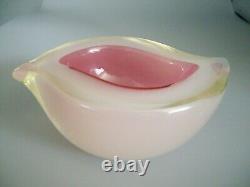 Vintage Murano Archimede Seguso triple cased opaline sommerso glass geode bowl