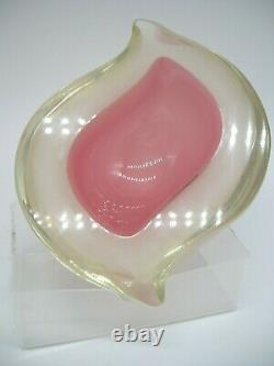 Vintage Murano Archimede Seguso triple cased opaline sommerso glass geode bowl