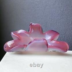 Vintage Murano Art Glass Bowl Fratelli Toso Opalescent Pink Sfumato Mid Century