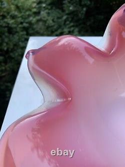 Vintage Murano Art Glass Bowl Fratelli Toso Opalescent Pink Sfumato Mid Century