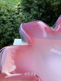 Vintage Murano Art Glass Bowl Fratelli Toso Opalescent Pink Sfumato Mid Century
