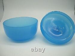 Vintage Murano Carlo Moretti label opaline glass dressing table trinket pot +lid