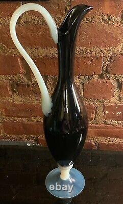 Vintage Murano Empoli Opaline Art Glass Decanter/Vase/Ewer/Pitcher Mid Century